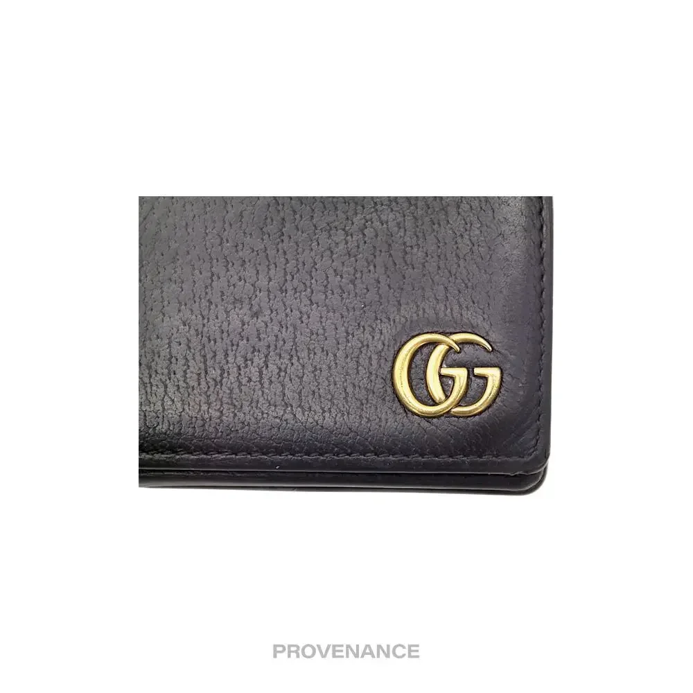 🔴 Gucci GG Marmont Snap Bifold Wallet - Black Leather